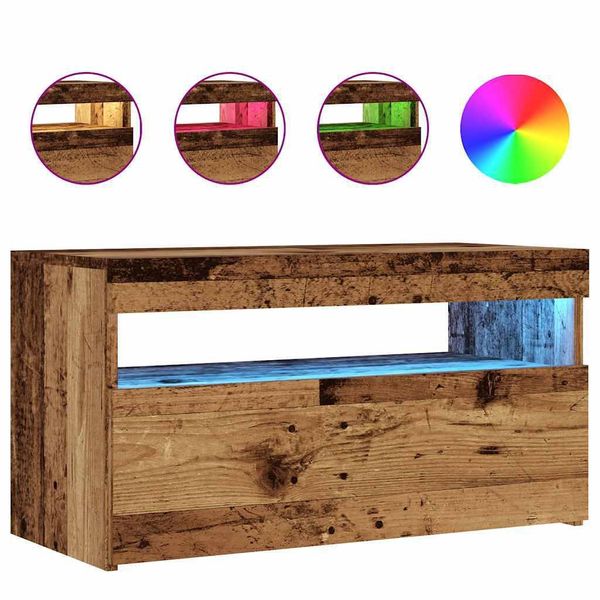Syfax™ Mobile Porta Tv Con Led Legno Antico 75X35X40 Cm Multistrato-image