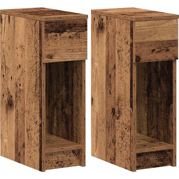 Syfax™ Comodini Con Cassetto 2 Pz In Legno Antico 20X36X60 Cm-image