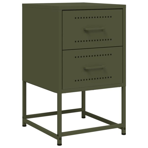 Syfax™ Comodino Verde Oliva 36X39X60,5 Cm In Acciaio-image