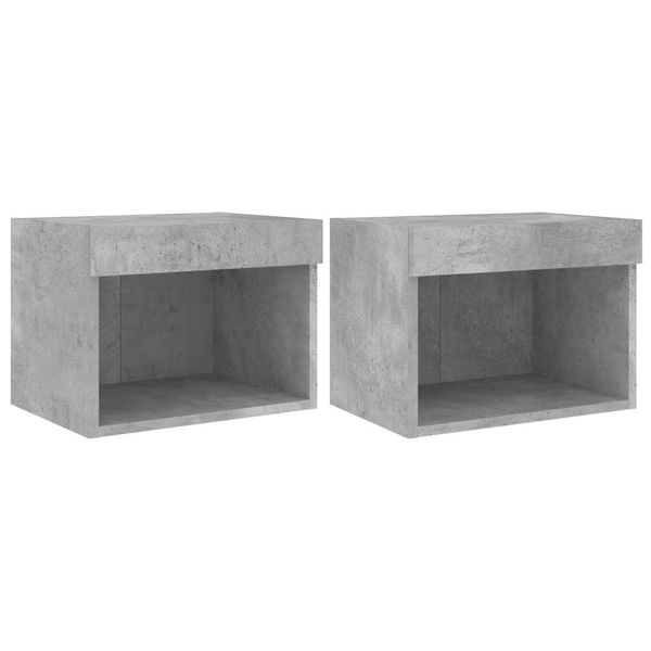 Syfax™ Comodini Con Luci Led A Parete 2Pz Grigio Cemento-image
