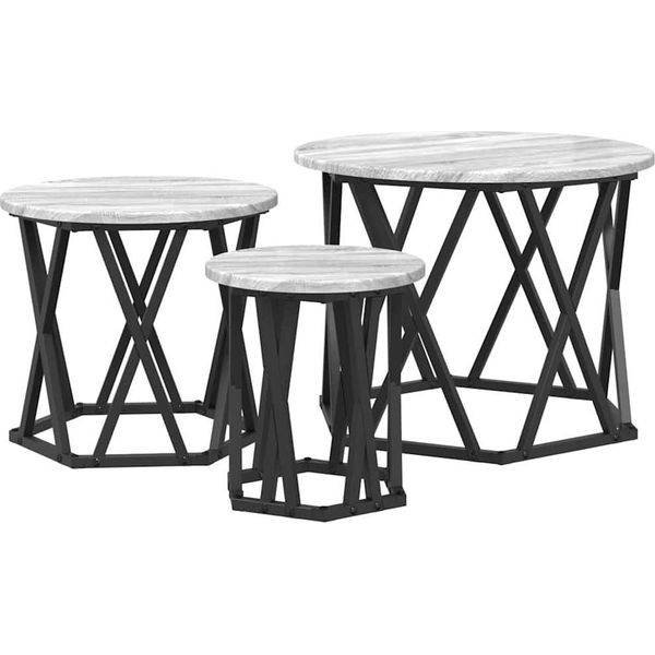 Syfax™ Tavolo Laterale Nesting 3 Pcs Grigio Sonoma-image
