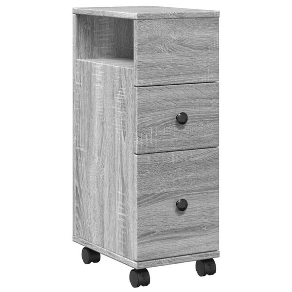 Syfax™ Mobile Da Bagno Stretto Con Ruote Grigio Sonoma In Truciolato-image