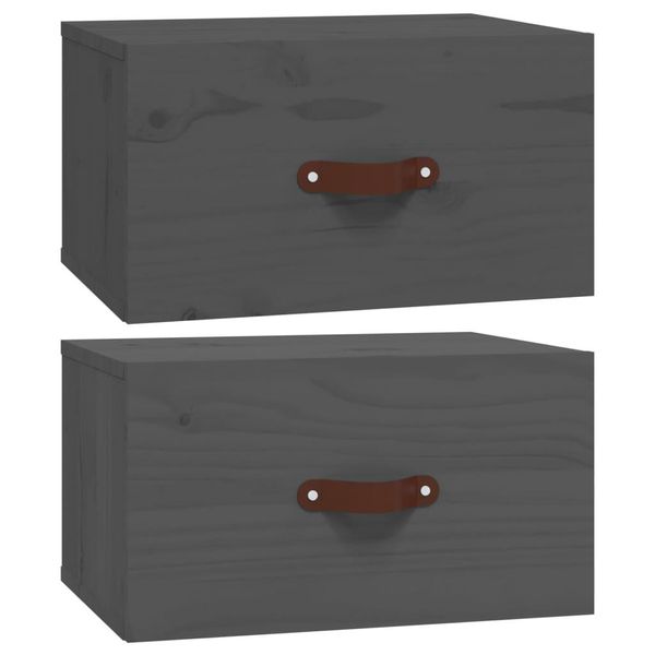 Syfax™ Comodini A Muro 2 Pz Grigi 40X29,5X22 Cm-image