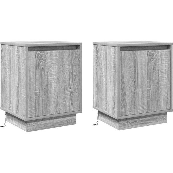 Syfax™ Armadio Da Notte 2 Pcs Grigio 39 X 34,5 X 50 Cm-image