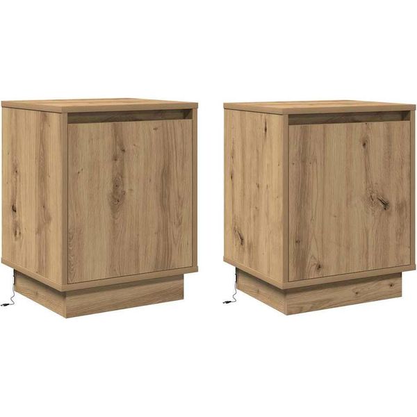 Syfax™ Armadio Da Notte 2 Pcs Rovere Artigianale 39 X 34,5 X 50 Cm-image