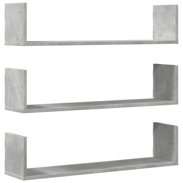 Syfax™ Mensole A Parete 3Pz Grigio Cemento 80X18X18 Cm In Truciolato-image