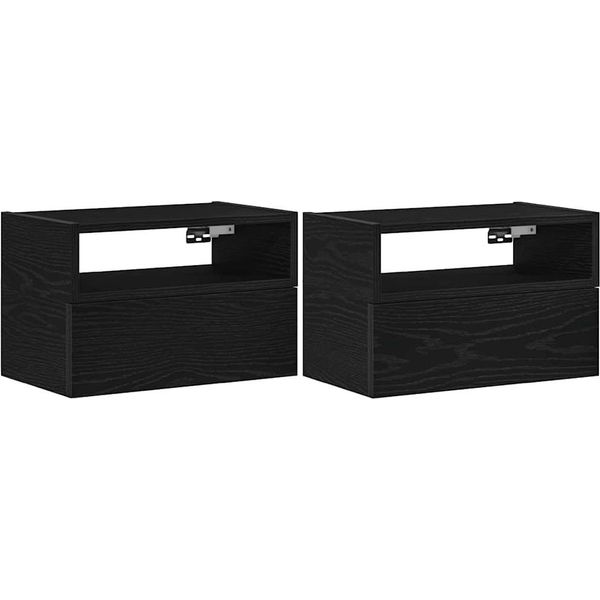 Syfax™ Comodini A Muro 2 Pz Nero 45X26X28,5 Cm-image