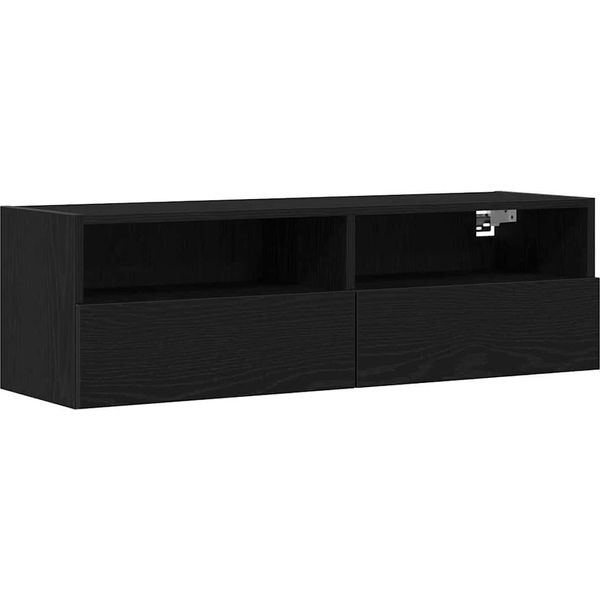 Syfax™ Mobile Tv Da Parete Rovere Nero 100 X 30 X 30 Cm-image