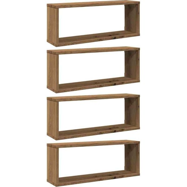 Syfax™ Mensole Parete A Cubo 4 Pz Artigianale 30X15X30 Cm Truciolato-image