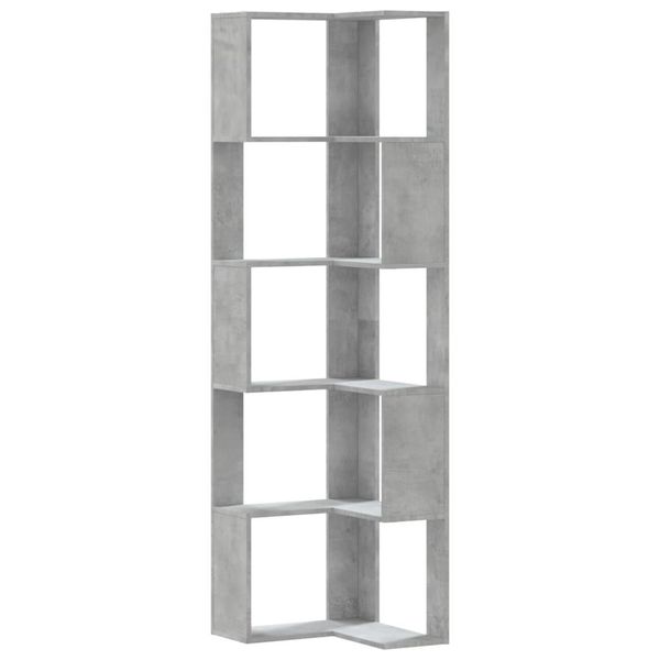 Syfax™ Libreria Angolare 5Ripiani Grigio Cemento 50X50X179 Cm Legno-image