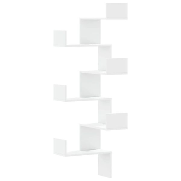 Syfax™ Scaffale Angolare Muro Bianco 45X45X147 Cm Legno Multistrato-image
