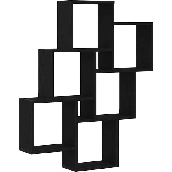 Syfax™ Scaffale Da Parete Con Lo Scaffale Rovere Nero 78 X 15 X 93 Cm-image