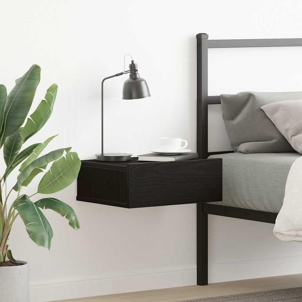 Syfax™ Comodino Sospeso Rovere Nero 40X32X15 Cm In Legno Ingegnerizzato-image