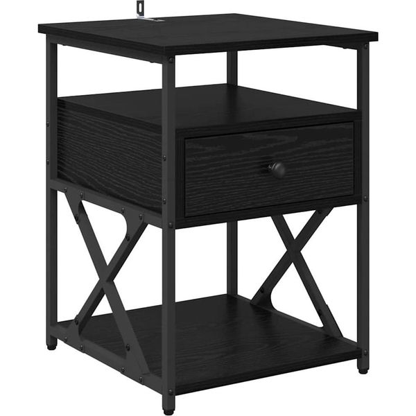 Syfax™ Armadio Da Notte Rovere Nero 40 X 42 X 55 Cm Legno Multistrato-image