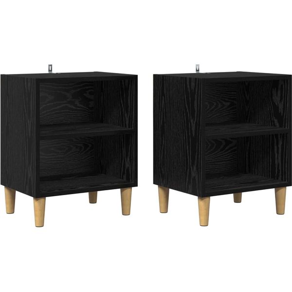 Syfax™ Armadietto Per Letto 2 Pcs Rovere Nero 40 X 30 X 50 Cm-image