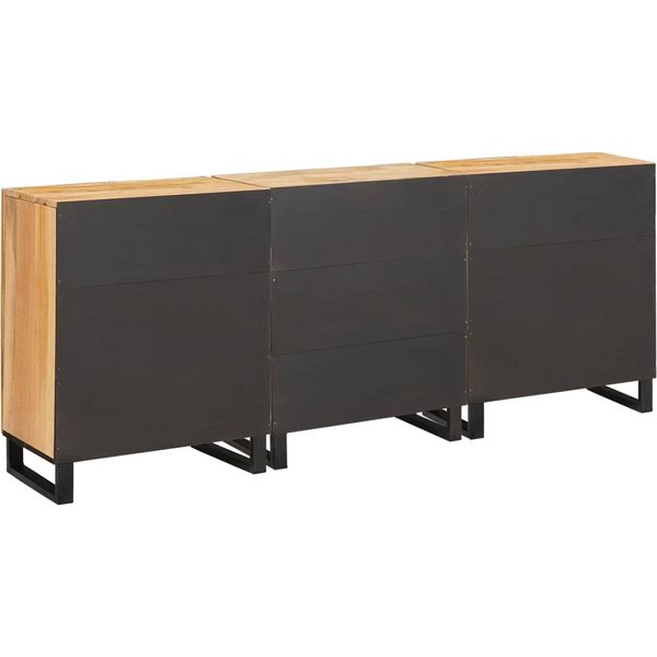 Syfax™ Credenza 3 Pcs Marrone 180 X 33 X 75 Cm Legno Di Mango Massello-image