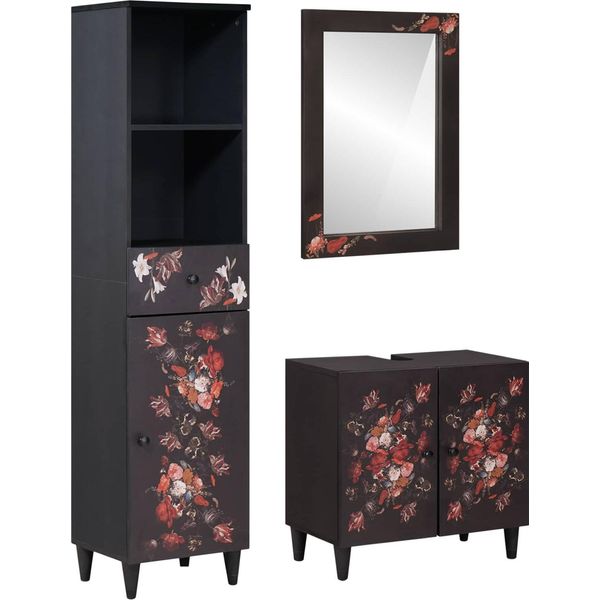 Syfax™ Set Di Armadi Da Bagno Con Porta 3 Pcs Legno Di Mango Massello-image