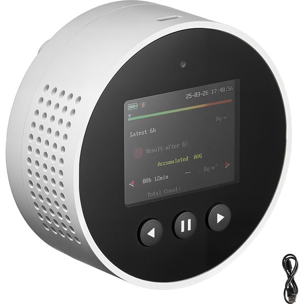 Succebuy Rilevatore Di Radon Domestico, Campo Di Misura Da 3,3 Bq A 37 Kbq/M³, Misuratore Portatile Di Radon E Qualità Dell'aria Con Display A Colori, Funzionamento A Batteria, Per Il Monitoraggio A Lungo Termine Dei Livelli Di Radon, Ricaricabile O Con Cavo-image