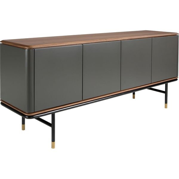 Credenza Angel Cerdá In Legno Grigio Scuro, Acciaio Nero E Piano In Noce 3264-image