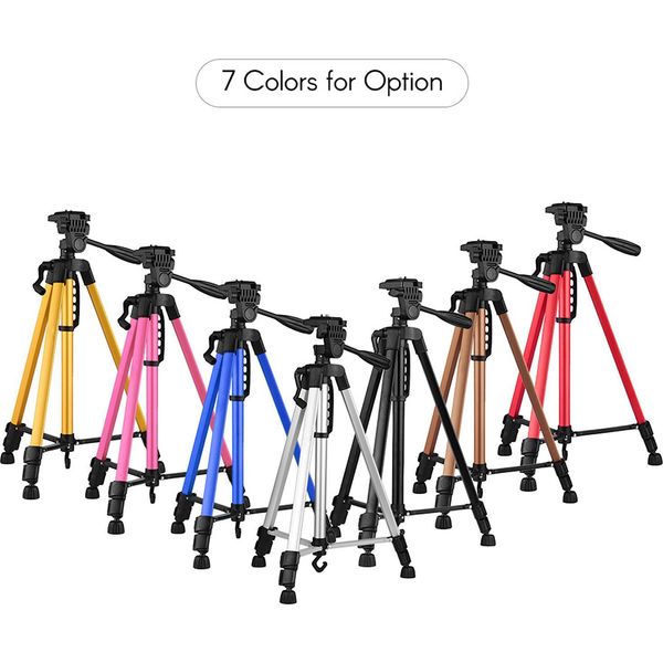 Treppiede Fotografico Leggero In Lega Di Alluminio Andoer, Capacità Di Carico 3 Kg, Altezza Massima 135 Cm/53 Pollici Con Borsa Per Il Trasporto, Supporto Per Telefono Per Fotocamera Dslr Smartphone-image
