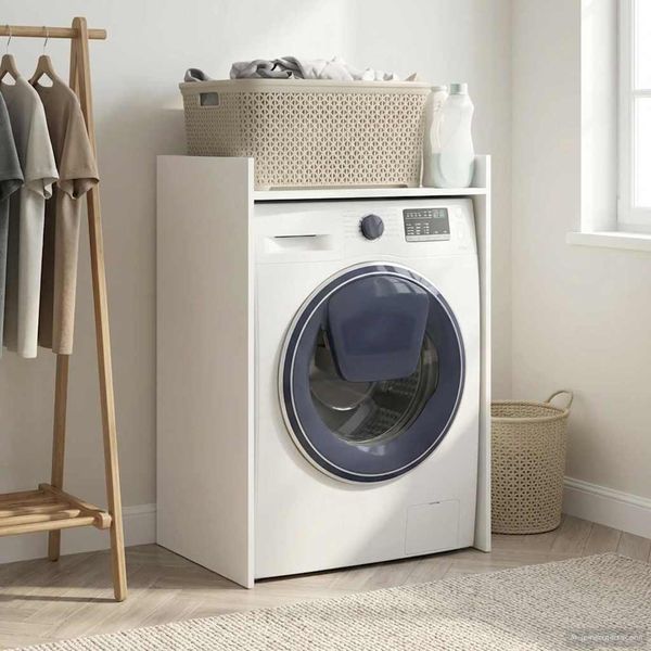 Vidaxl Mobile Lavatrice Bianco 67,5 X 48 X 97 Cm Materiale Ligneo-image