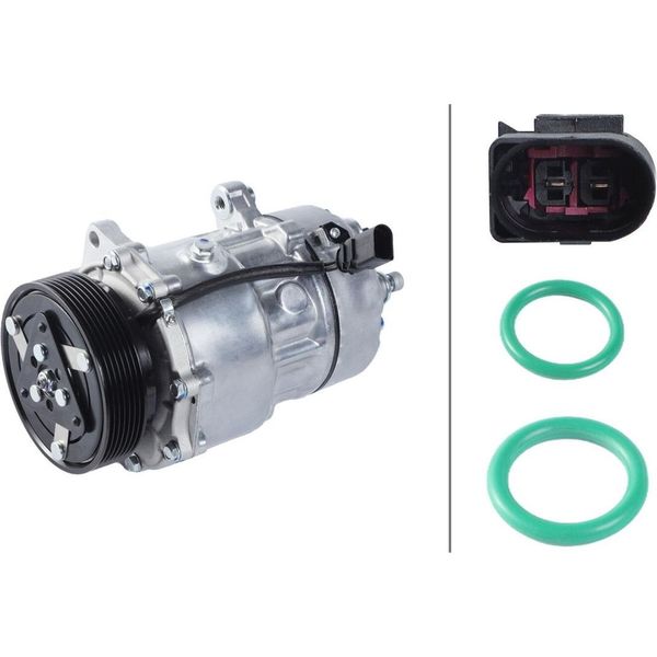 Compressore Climatizzatore 12 V Ø 119 Hella Thermo-Expertise Adatto, Tra L'altro, Per Vw Bora-image