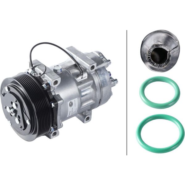 Compressore Climatizzatore 24 V Ø 132 Hella Thermo-Expertise Adatto, Tra L'altro, Per Volvo Fm-image
