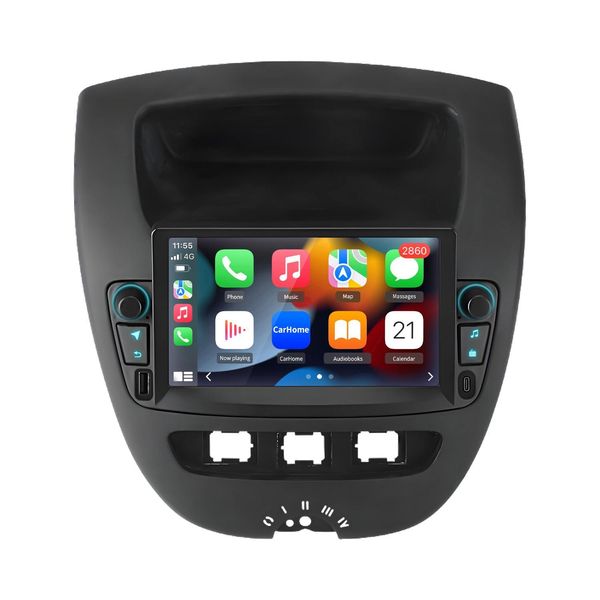 Autoradio 2+64G Carplay Android13 Adatta Per Peugeot 107 Citroen C1 Toyota Aygo 2005-2014 Bt Wifi Dab+ Swc Gps A 4 Nuclei Navi-image