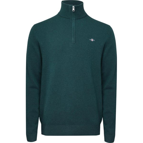Gant - Felpa Da Uomo Con Zip Corta, Misto Lana GT11892 (L) (Verde)-image