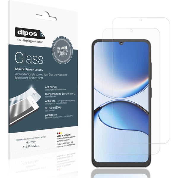 2X Pellicola Protettiva Per Hotwav A16 Pro Max Protezione Opaco Vetro Flessibile 9H Dipos-image