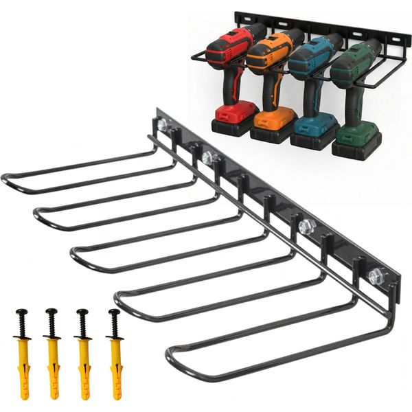 Supporto Elettrico Da Parete Per Organizer, Supporto A Parete, Supporto Per Trapano In Metallo, Per Utensili Elettrici 41 Cm, Supporto Per Trapano, Cacciavite, Avvitatore A Percussione, 4 Posti Utensili, Per Montaggio A Parete-image