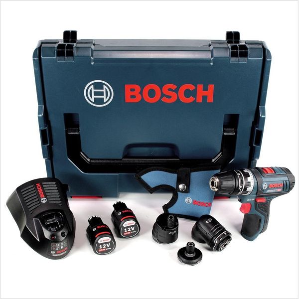 Bosch Power Tools Avvitatore A Batteria Gsr 12V-15 Fc, 2 Batterie Gba 12V 2,0 Ah, 4 Accessori In L-BOXX-image