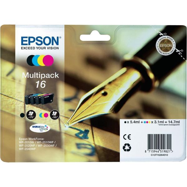 Epson 16 Multipack Easy Mail Packaging - Confezione Da 4 Pezzi - Nero, Giallo, Ciano, Magenta - Originale - Scatola - Cartuccia D'inchiostro-image