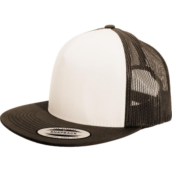 Yupoong Flexfit Unisex Baseball Cap Trucker RW3301 (Taglia Unica) (Marrone/Bianco)-image
