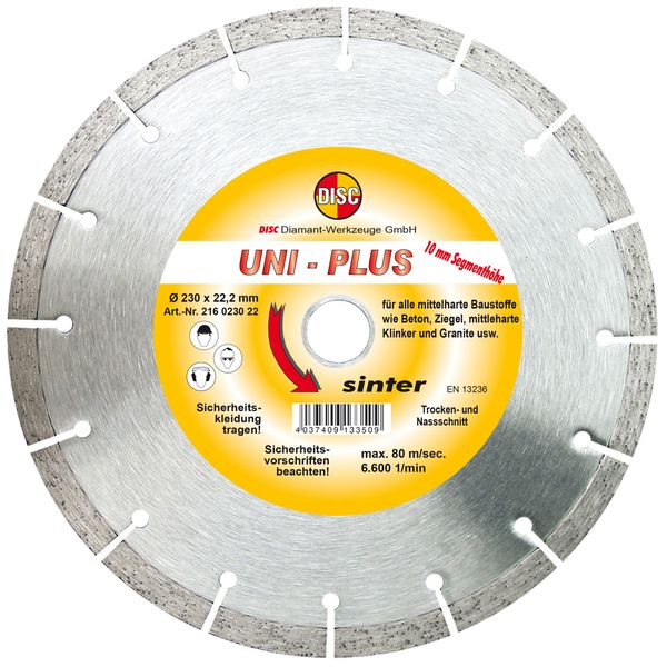 Disco Dia Disco Uni Plus S10 Per Taglio A Secco E A Umido 230X22,2 Mm-image