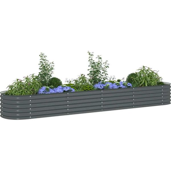 Vidaxl Letto Da Giardino Rialzato 400 X 80 X 44 Cm Acciaio Zincato Grigio-image