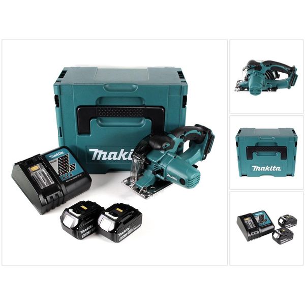 Makita Dcs 552 Rgj 18 V Sega Circolare A Batteria Per Metalli 136 Mm In Makpac + 2X Batteria Da 6,0 Ah E Caricabatteria + Lama E Occhiali Di Protezione-image