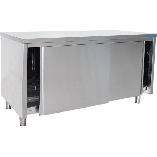 Mobile Da Lavoro Saro 1200X700X850Mm Con Ante Scorrevoli E 1 Ripiano In Acciaio Inox-image