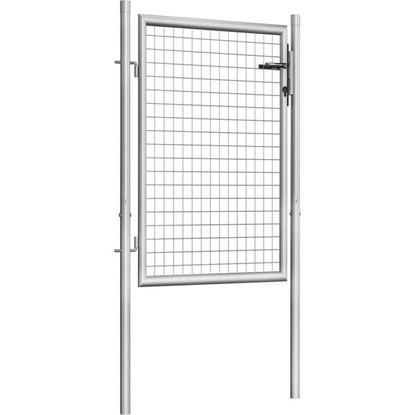 Vidaxl Cancello Da Giardino In Acciaio Zincato 105X150 Cm Argento-image