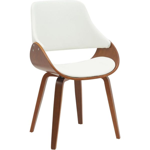 Sedia Da Pranzo - Sedia Da Sala Da Pranzo - Design Confortevole, Seduta Per Il Soggiorno | Colore: Noce/Bianco | Materiale: Pelle Finta-image