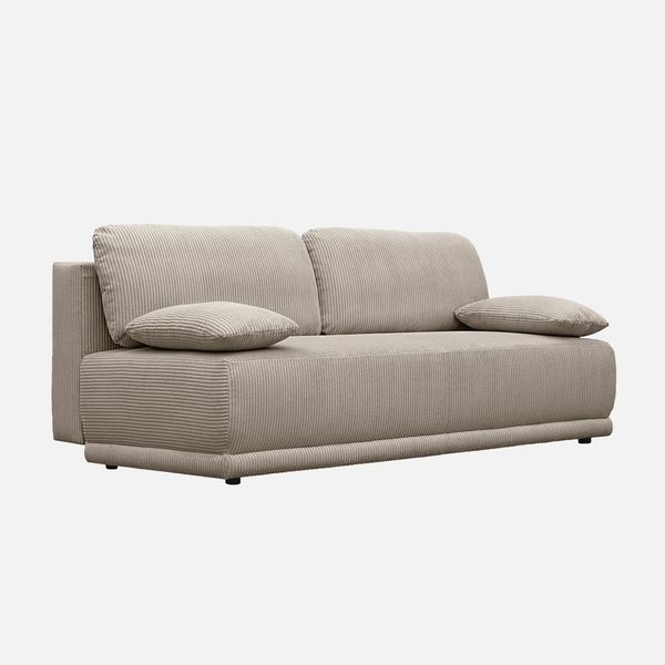 Sweeek - Divano Letto A 3 Posti Con Rivestimento In Velluto A Coste E Vano Contenitore - Taupe-image