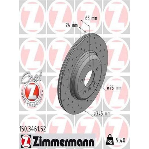 2X Disco Freno Zimmermann 150.3461.52 Per Bmw 5 Berlina (E60) 5 Touring (E61)-image