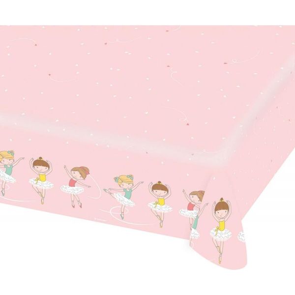 Amscan 9903951 - Tovaglia Little Dancer, Carta, Dimensioni 115 X 175 Cm, Idrorepellente, Little Dancer, Balletto, Compleanno, Festa Per Bambini, Rosa-image
