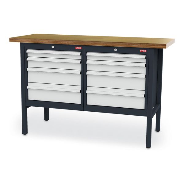 Stier Werkbank Mit 8 Schubladen Bxtxh 1500X600X960 Mm Ral 7016 / Ral 7035 (902609)-image