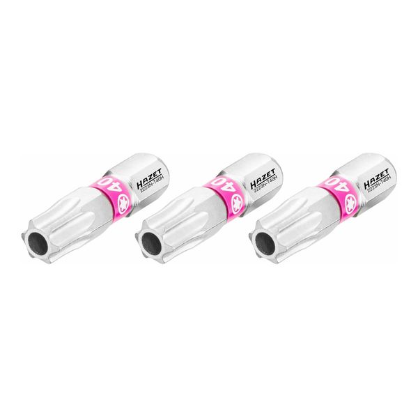Hazet Bit 2223N-T40H/3, Sechskant Massiv 6,3 (1/4 Zoll), Tamper Resistant Tx Profil, T40H, Anzahl Werkzeuge: 3)-image