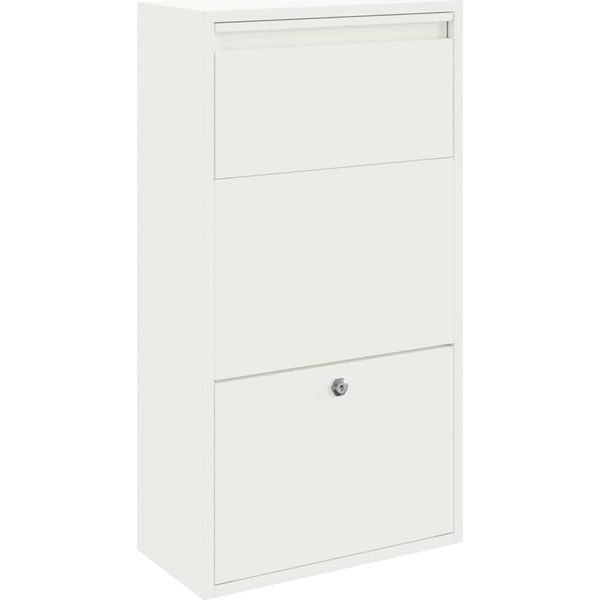 Vidaxl Cassetta Di Raccolta Pacchi Con Sportello Bianco 44 X 22 X 82 Cm Acciaio-image