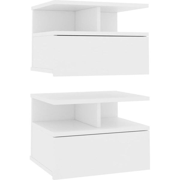 Syfax™ Comodini Pensili 2Pz Bianchi 40X31X27 Cm In Legno Multistrato-image