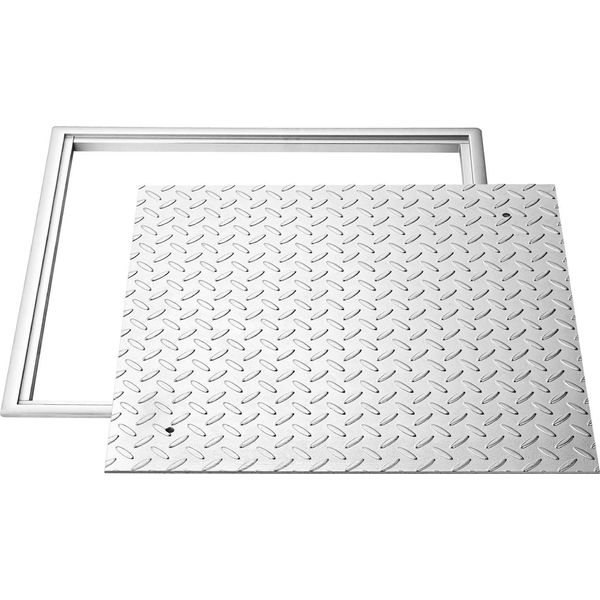 Vevor Copertina Per Pozzetto Con Telaio 60 X 60 Cm, Coperchio Quadrato Per Pozzetto, Coperchio Per Fossa Settica, Coperchio Antiscivolo Per Canalette Di Scolo Acciaio Al Carbonio Ad Alta Resistenza, Per Marciapiedi, Giardini E Cortili-image