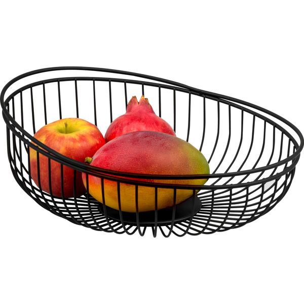 Cestino Per Frutta Eluno - Cestino Per Il Pane, Fruttiera Rotonda In Metallo Nero-image