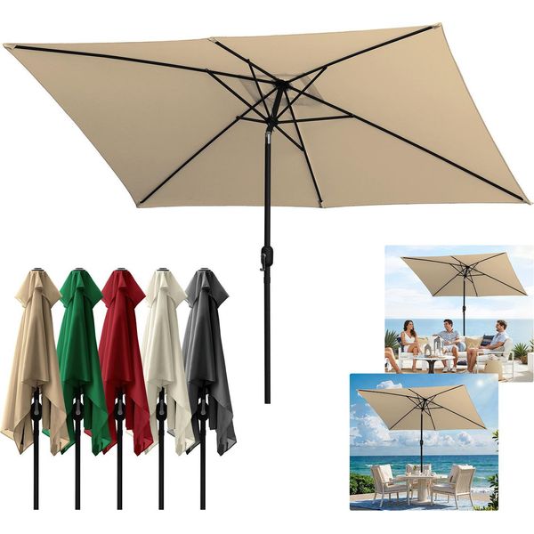 Ombrellone Rettangolare Izrielar 2 × 3 M Con Sistema A Innesto – Ombrellone Per Terrazza In Più Parti, Color Cachi-image